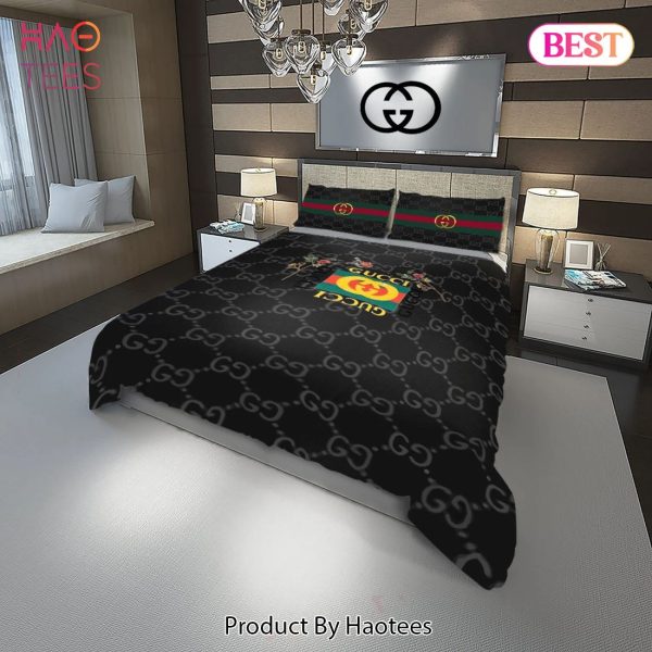 [SALE] Gucci Flowers Fashion Logo Luxury Brand Premium Bedding Set Home Decor