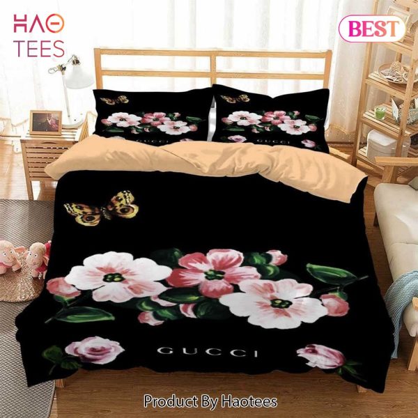 [SALE] Gucci Flowers Fashion Luxury Brand Bedding Set Home Decor