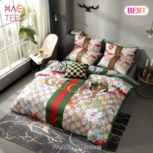 [SALE] Gucci Flowers Luxury Brand High-End Bedding Set Home Decor