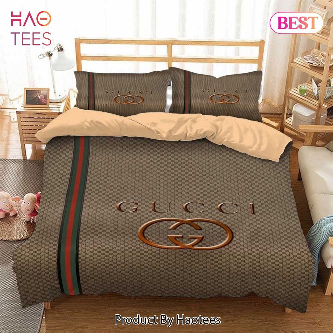 [SALE] Gucci Golden Fashion Luxury Brand Bedding Set Home Decor Luxury Store