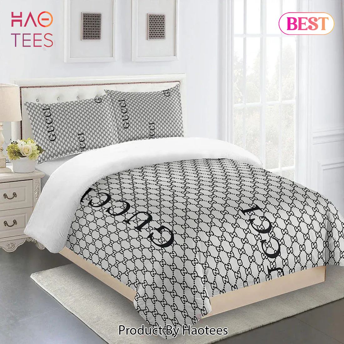 [SALE] Gucci Grey Premium Luxury Brand Fashion Limited Bedding Set Home Decor Luxury Store