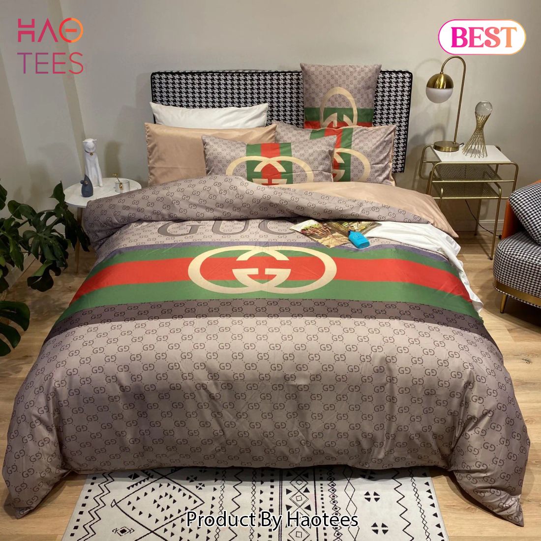 [SALE] Gucci Hot Luxury Brand Bedding Set Bedspread Duvet Cover Set Home Decor Luxury Store