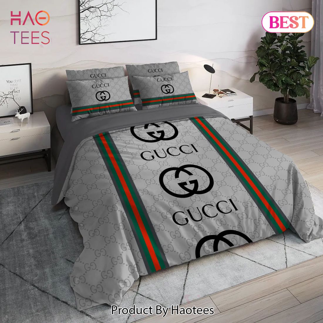 [SALE] Gucci Logo Luxury Brand High End Premium Bedding Set Home Decor Luxury Store