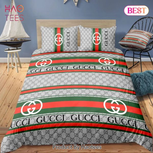 [SALE] Gucci Logo New Luxury Brand Bedding Set Bedspread Duvet Cover Set Home Decor