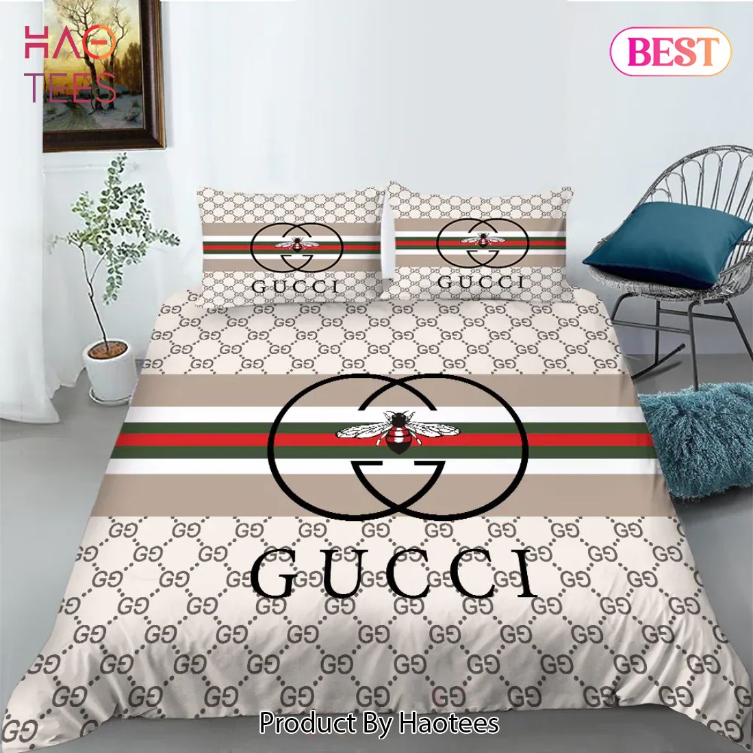 [SALE] Gucci Logo New Luxury Fashion Brand Bedding Bedspread Duvet Cover Set Luxury Store