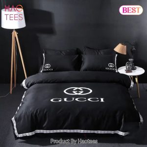 [SALE] Gucci Luxury Brand Black Bedding Set Bedspread Duvet Cover Set Home Decor