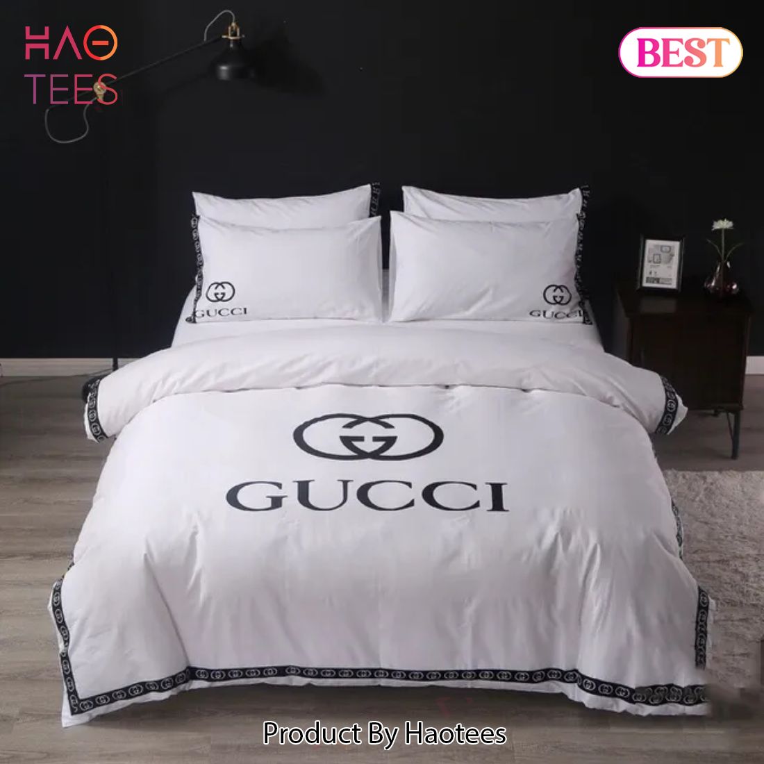 [SALE] Gucci Luxury Brand White Bedding Set Bedspread Duvet Cover Set Home Decor Luxury Store