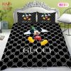 [SALE] Gucci Mickey Couple Logo Luxury Brand Bedding Set Home Decor