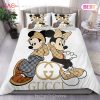 [SALE] Gucci Mickey Couple Logo Luxury Brand Bedding Set Home Decor