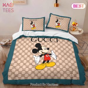 [SALE] Gucci Mickey Fashion Logo Premium Luxury Brand High-End Bedding Set LV Home Decor