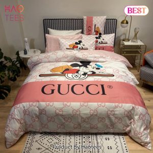 [SALE] Gucci Mickey Luxury Brand Bedding Set Bedspread Duvet Cover Set Home Decor