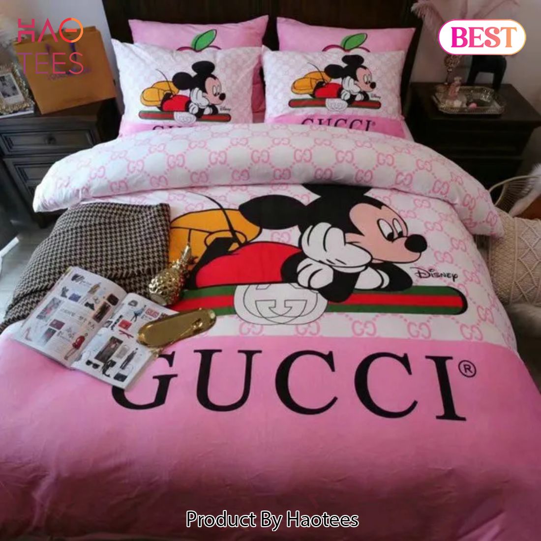 [SALE] Gucci Mickey Mouse Disney Luxury Brand Bedding Set Bedspread Duvet Cover Set Home Decor Luxury Store