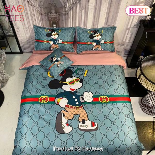 [SALE] Gucci Mickey Mouse Fashion Luxury Brand Bedding Set Home Decor
