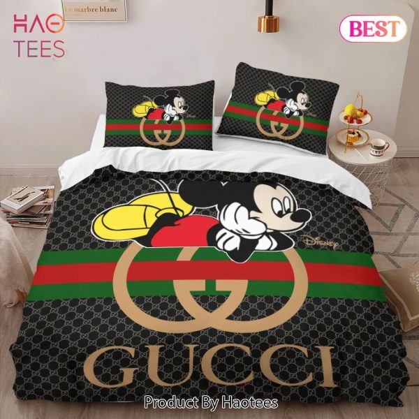 [SALE] Gucci Mickey Mouse Luxury Brand High-End Bedding Set Disney Gifts Home Decor