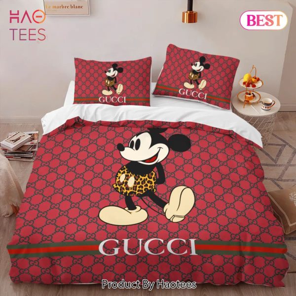 [SALE] Gucci Mickey Mouse Luxury Brand High-End Bedding Set Disney Gifts Home Decor – FX01