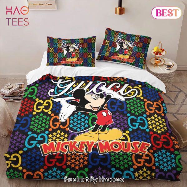 [SALE] Gucci Mickey Mouse New Fashion Logo Premium Luxury Brand High-End Bedding Set LV Home Decor