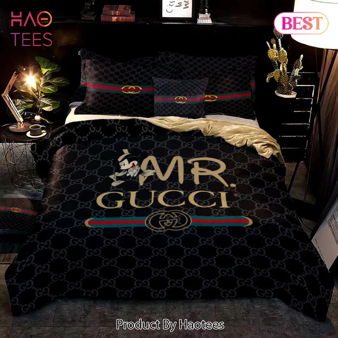 [SALE] Gucci Mr Mickey Fashion Logo Luxury Brand Premium Bedding Set Home Decor Luxury Store