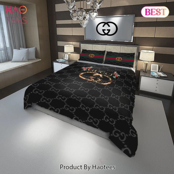 [SALE] Gucci New Flower Fashion Logo Luxury Brand Premium Bedding Set Home Decor