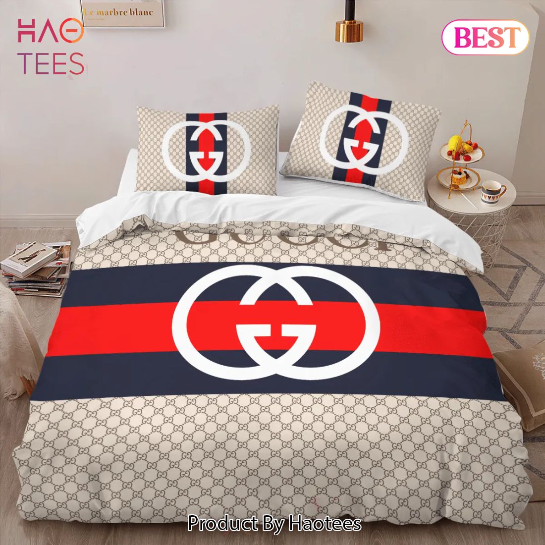 [SALE] Gucci New Hot Fashion Logo Premium Luxury Brand High-End Bedding Set LV Home Decor Luxury Store