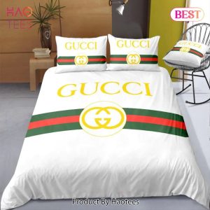 [SALE] Gucci New Hot Logo Luxury Brand Bedding Set Bedspread Duvet Cover Set Home Decor