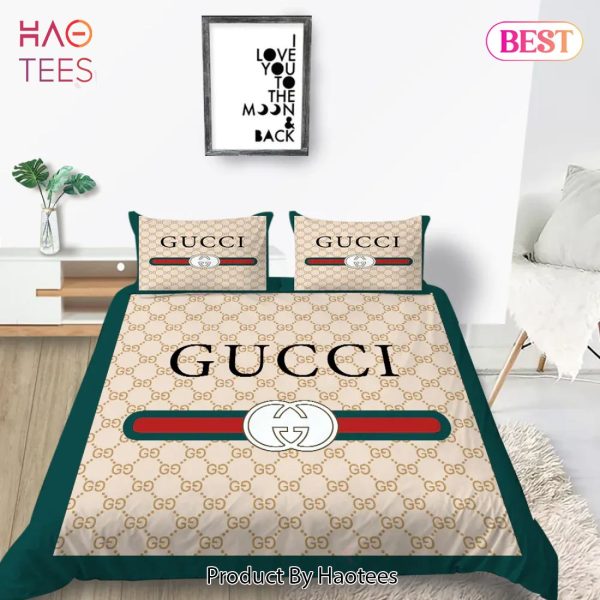 [SALE] Gucci New Logo Luxury Fashion Brand Bedding Set Bedspread Duvet Cover Set