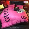 [SALE] Gucci Pinky Fashion Logo Luxury Brand Bedding Set Home Decor