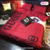 [SALE] Gucci Square White Luxury Brand Bedding Set Bedspread Duvet Cover Set Home Decor