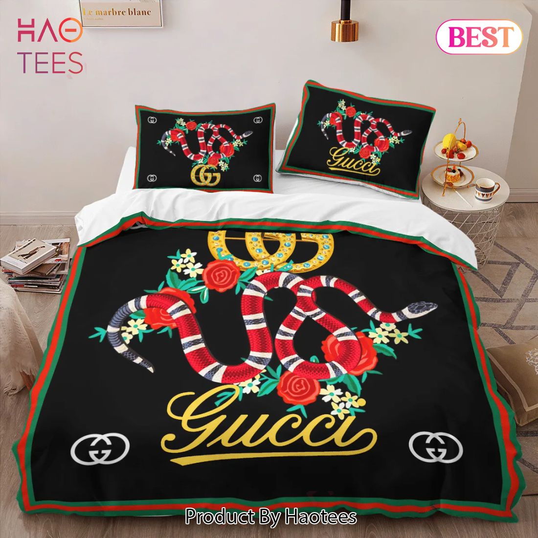 [SALE] Gucci Red Snake Limited Luxury Brand High-End Bedding Set Home Decor Luxury Store