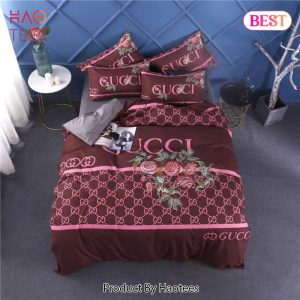 [SALE] Gucci Red Wine Luxury Brand Bedding Set Bedspread Duvet Cover Set Home Decor