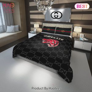 [SALE] Gucci Red Wolf Fashion Logo Luxury Brand Bedding Set Home Decor