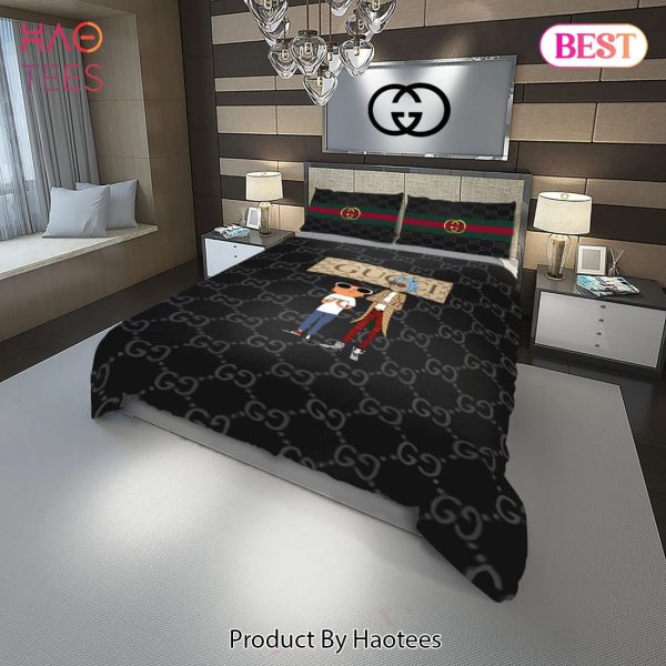 [SALE] Gucci Rick and Morty Fashion Logo Luxury Brand Premium Bedding Set Home Decor