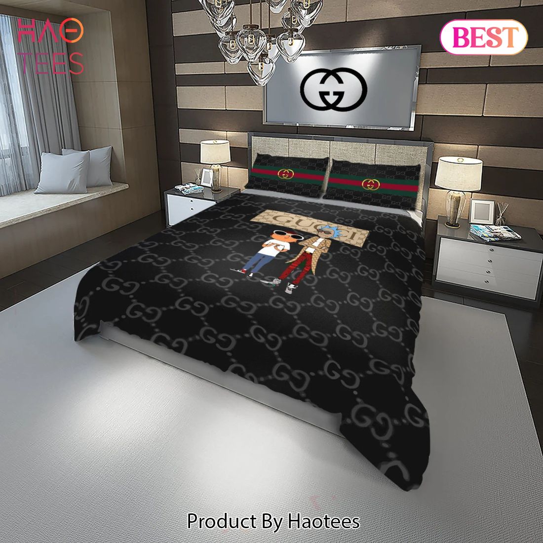 [SALE] Gucci Rick and Morty Fashion Logo Luxury Brand Premium Bedding Set Home Decor Luxury Store