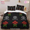 [SALE] Gucci Roses Black Luxury Brand Premium Bedding Set Duvet Cover Home Decor