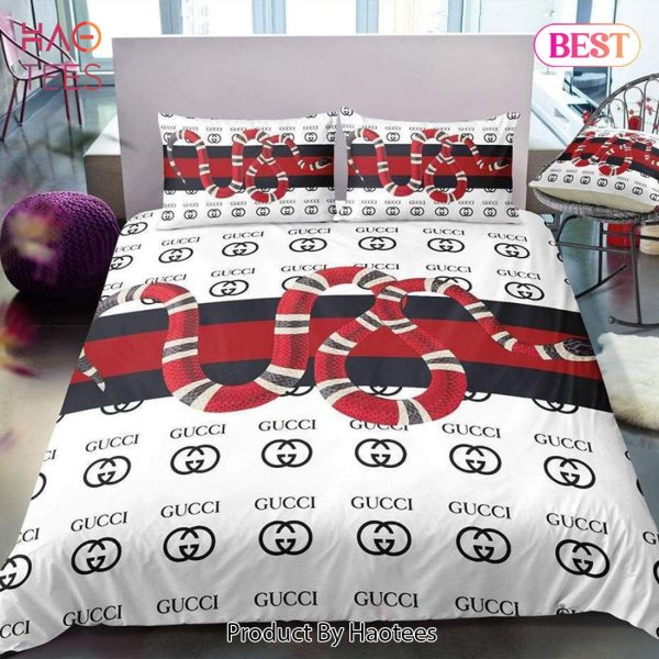 [SALE] Gucci Snake Fashion Logo Luxury Brand Bedding Set Home Decor
