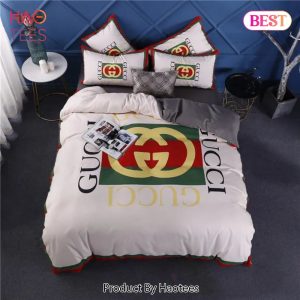 [SALE] Gucci Square White Luxury Brand Bedding Set Bedspread Duvet Cover Set Home Decor