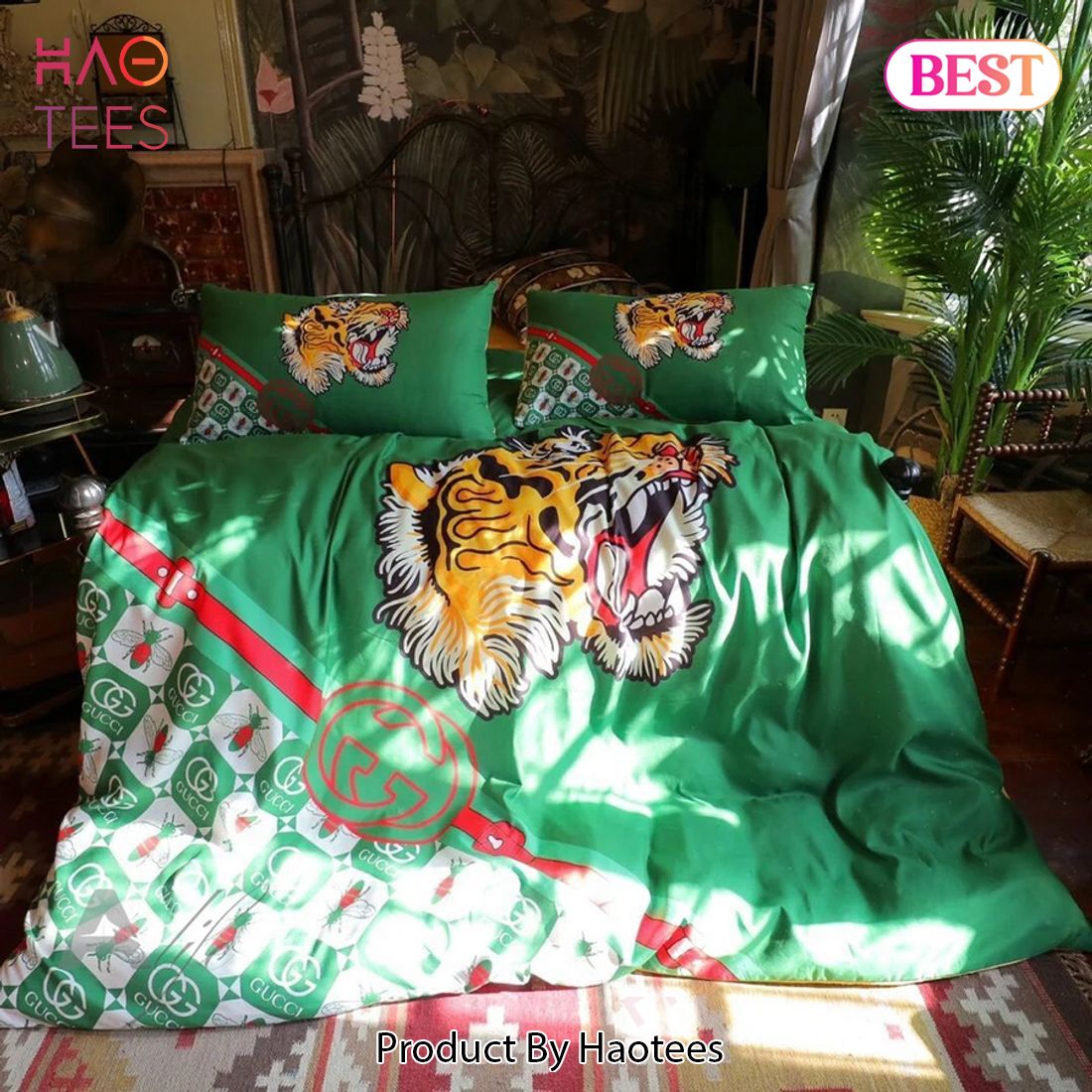 [SALE] Gucci Tiger Fashion Logo Luxury Brand Bedding Set Home Decor Luxury Store