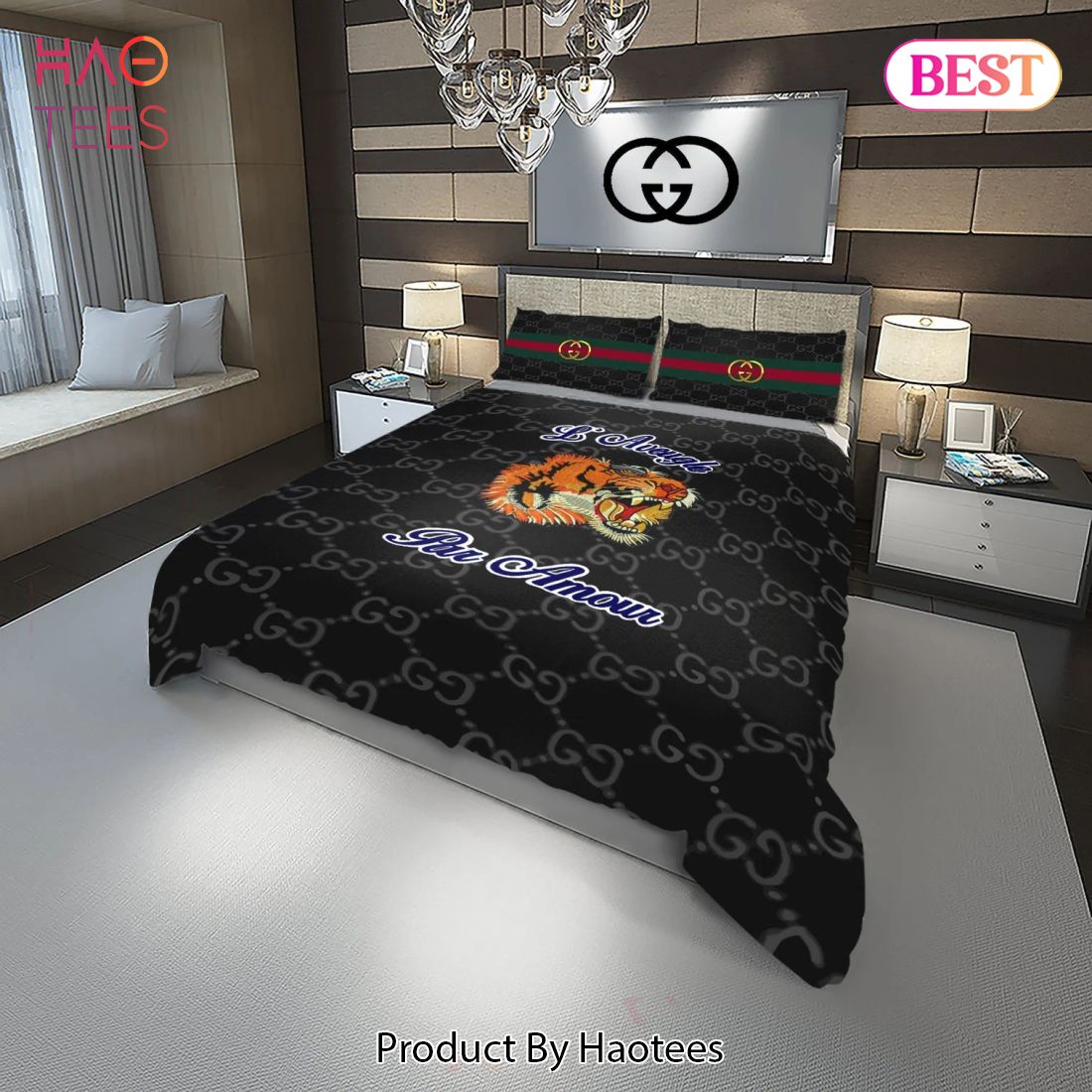 [SALE] Gucci Tiger Fashion Logo Luxury Brand Premium Bedding Set Home Decor Luxury Store