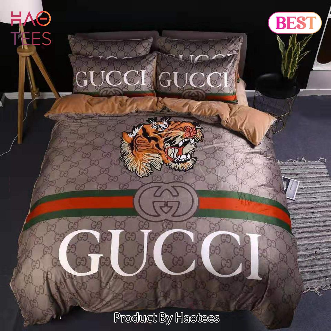 [SALE] Gucci Tiger Luxury Logo Fashion Brand Premium Bedding Set Home Decor Luxury Store