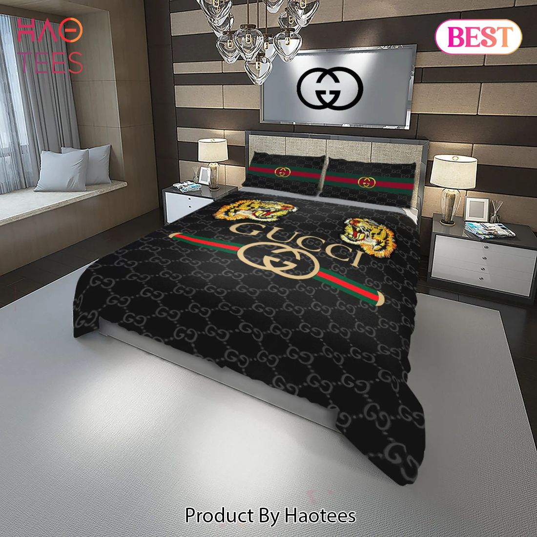 [SALE] Gucci Tigers Fashion Logo Luxury Brand Premium Bedding Set Home Decor Luxury Store