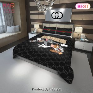 [SALE] Gucci Tom And Jerrry Fashion Logo Luxury Brand Premium Bedding Set Home Decor