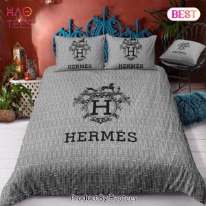 [SALE] Hermes Grey Luxury Brand Bedding Set Bedspread Duvet Cover Set Home Decor