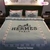 [SALE] Hermes Light Brown Luxury Brand Premium Bedding Set Bedspread Duvet Cover Set Home Decor