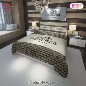 [SALE] Hermes Logo New Fashion Luxury Brand Bedding Set Bedspread Duvet Cover Set