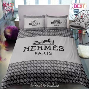 [SALE] Hermes Logo New Luxury Fashion Brand Bedding Set Bedspread Duvet Cover Set