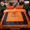 [SALE] Hermes Light Blue Premium Logo Luxury Brand Bedding Set Home Decor