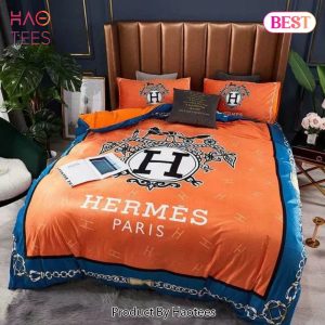 [SALE] Hermes Orange New Luxury Brand Bedding Set Bedspread Duvet Cover Set Home Decor