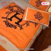 [SALE] Hermes Orange Premium Luxury Brand Bedding Set Home Decor