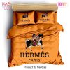 [SALE] Hermes Paris Logo Luxury Brand Bedding Set Home Decor
