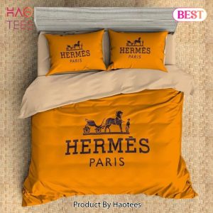 [SALE] Hermes Paris Orange Fashion Luxury Brand Premium Bedding Set Home Decor
