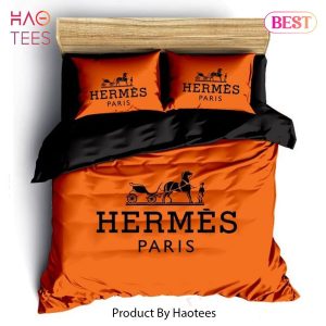 [SALE] Hermes Paris Orange Luxury Brand Fashion  Bedding Set Bedspread Duvet Cover Set
